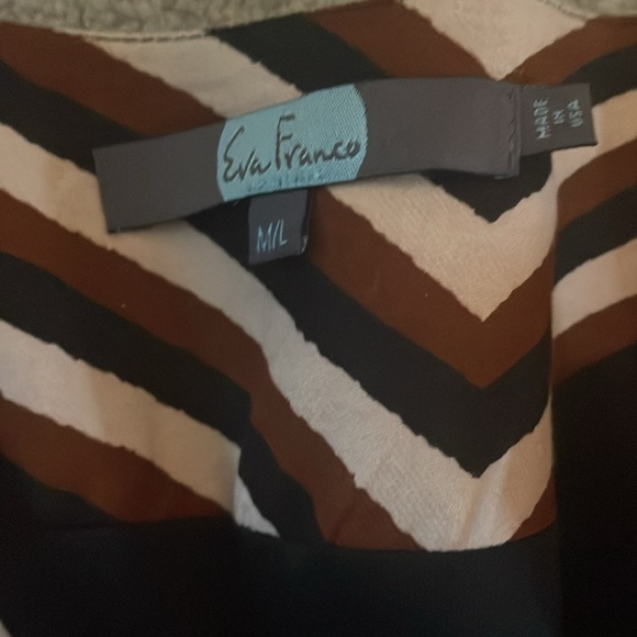 Eva Franco kimono open front jacket pockets M/L Chevron - Picture 2 of 4